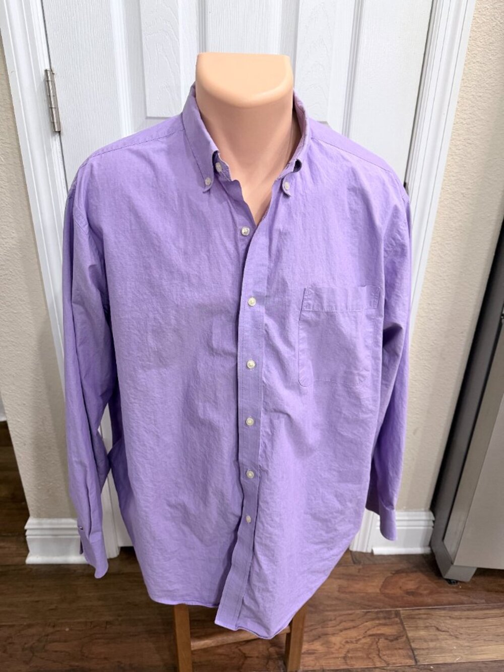 Tommy Hilfiger Men 16.5 34-35 Lavender Purple Cotton Button Down Shirt